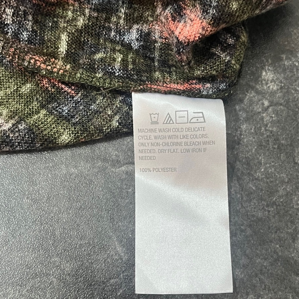 G by Giuliana Large Olive Green Coral Ikat Print Open Front Duster Cardigan - Picture 6 of 7